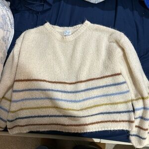 Francesca's Collections Cream Striped Sweater